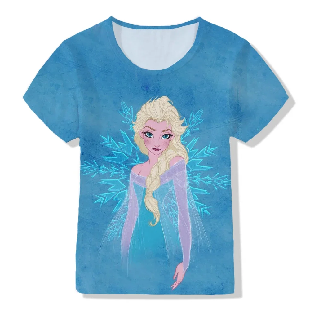La Bella Principessa Elsa Di Disney/Anna Princess Frozen Girl Print T-Shirt Summer Dress Girl Party Dress Birthday T-Shirt