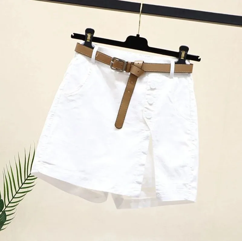 Chic Shorts Frauen Gürtel Koreanische Feste Tasten Seite Schlitzte A-line Streetwear Fashion Röcke Chic Harajuku Sommer Lose Hosen – Detail 11