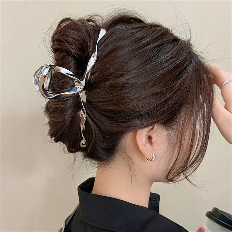 Large Metal Geometric Hair Claw Crab Hairpins Fashion Simple Women's Cross Hair Clip Clamps Barrettes Ponytail Clip Headwear metal bathroom sink faucet for cross handles tub