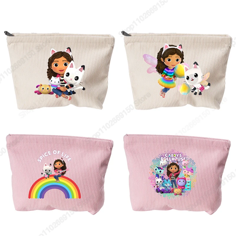 Gabby Dollhouses Girls Cartoon Cute Cosmetic Bags Women Anime Printed Makeup Bag Kids Fashion Casual Storage Pouch Kawaii Gifts