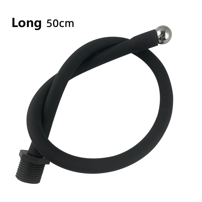 Silicone Black Adjustable Douche and Enema Shower Cleaning Nozzle with Anal Beads Design