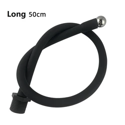 Silicone Black Adjustable Douche and Enema Shower Cleaning Nozzle with Anal Beads Design (50cm)