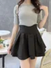 Japanese Style Simple Woman Radian Waistline Slimming Leg-Shaping Short Black Skirt for Women Streetwear Woman Culottes Skirts 2
