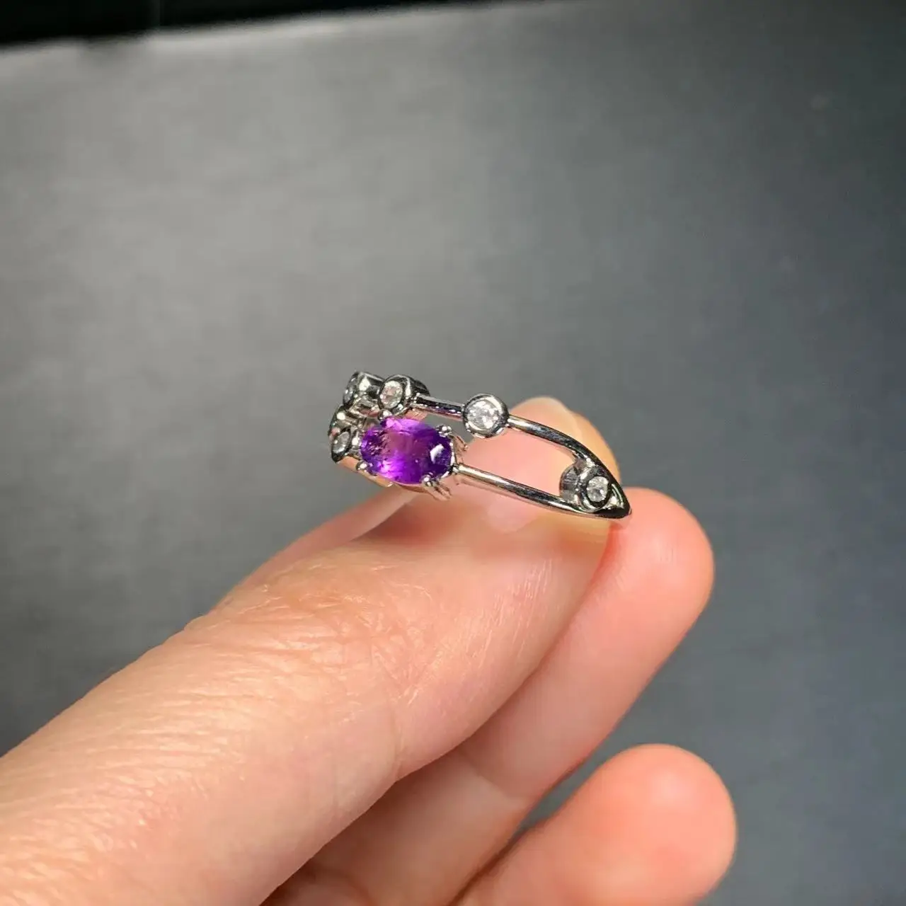 Natural Amethyst Ring Stone Female Handmade Rings Jewelry for Women Gift Purple