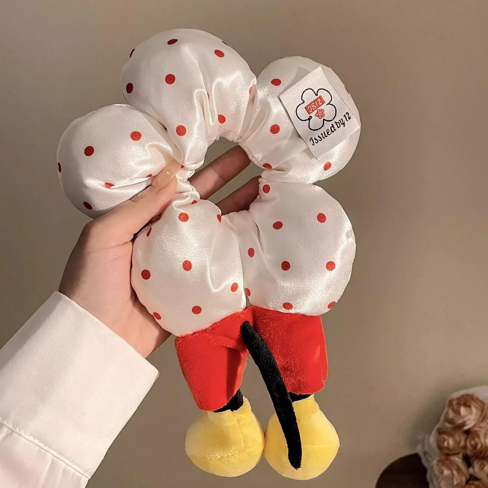 1PC　Cute Cartoon Doll Hair Scrunchie, Polka Dot Flower - Shaped Hair Tie, Fun & Kawaii Hair Accessory for Girls