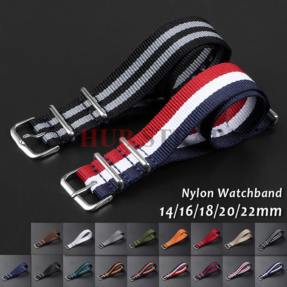 Universal Nylon Canvas Braided Watch Strap - One Piece Loop Bracelet