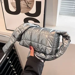 Fashion Quilted Lady Tote Bag Winter Lightweight Warm Down Cotton Padded Plaid Shoulder Bags Women Underarm Bags Puffy Handbags