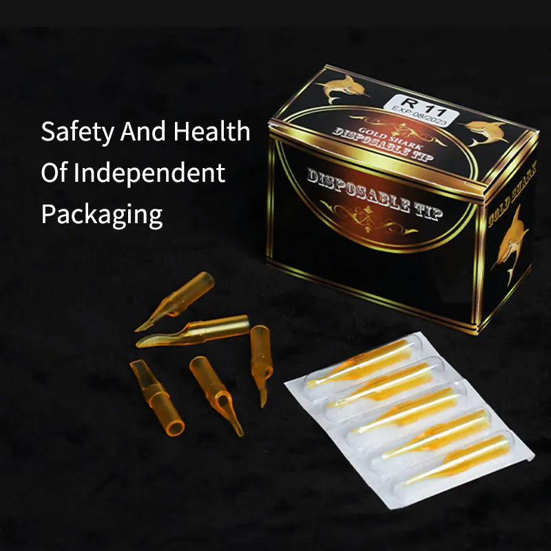 DMTATTOO 50pcs Disposable Tattoo Tips Round Magnum Yellow Sterilized Tattoo Tubes Tip for Needle Accessories