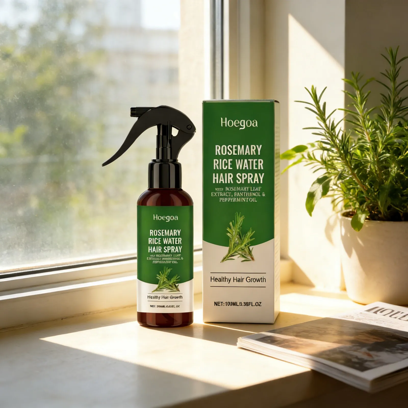 Spray per la Crescita dei Capelli al Rosmarino e Acqua di Riso, Siero Rinforzante per Radici con Olio di Menta Piperita per il Trattamento della Caduta dei Capelli e la Ricrescita - immagine 5