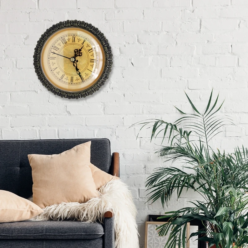 Retro Quartz Clock Insert 150mm with Simulation Retro Plastic Frame and Metal Clock Face for Home DIY Crafts Supplies