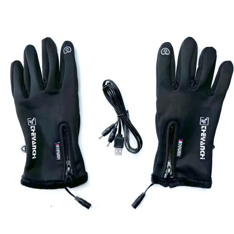 USB electric heating fishing gloves 5 finger full heat takeout dispatcher winter cycling hunting warm gloves bare finger touch