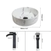 ZAPPO Bathroom Vessel Sink 14 Inch Above Counter Ceramic Vessel Sink with Faucet and Drain Combo Marbling Bathroom Sinks Round 6