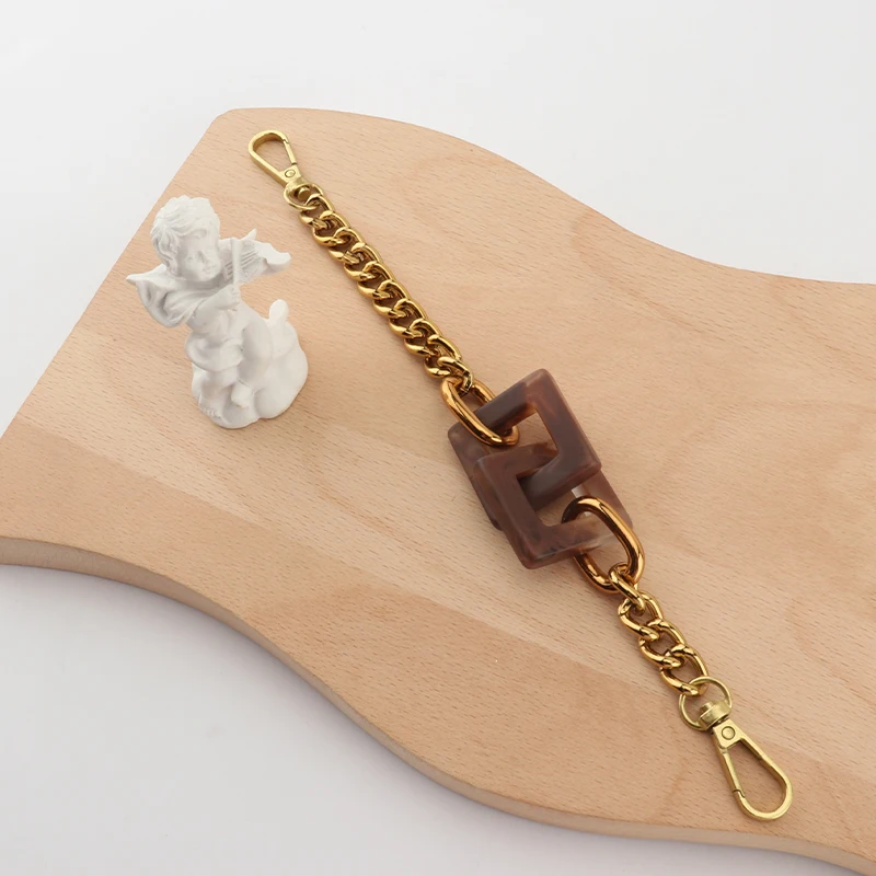 Fashion ladies handbag accessory chain shoulder bag with a chic resin chain with DIY disassembling oblique bag decoration