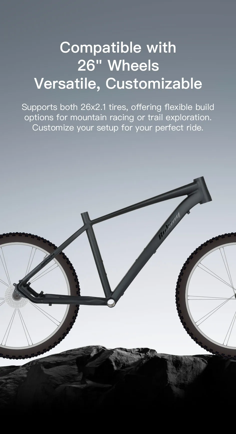 BOLANY 26-Zoll-MTB-Rahmen Ultraleichtes Mountainbike aus Aluminiumlegierung 10 x 135 mm Schnellspanner Scheibenbremse Urltra-Lichtrahmen XC DJ-Fahrrad – Detail 7