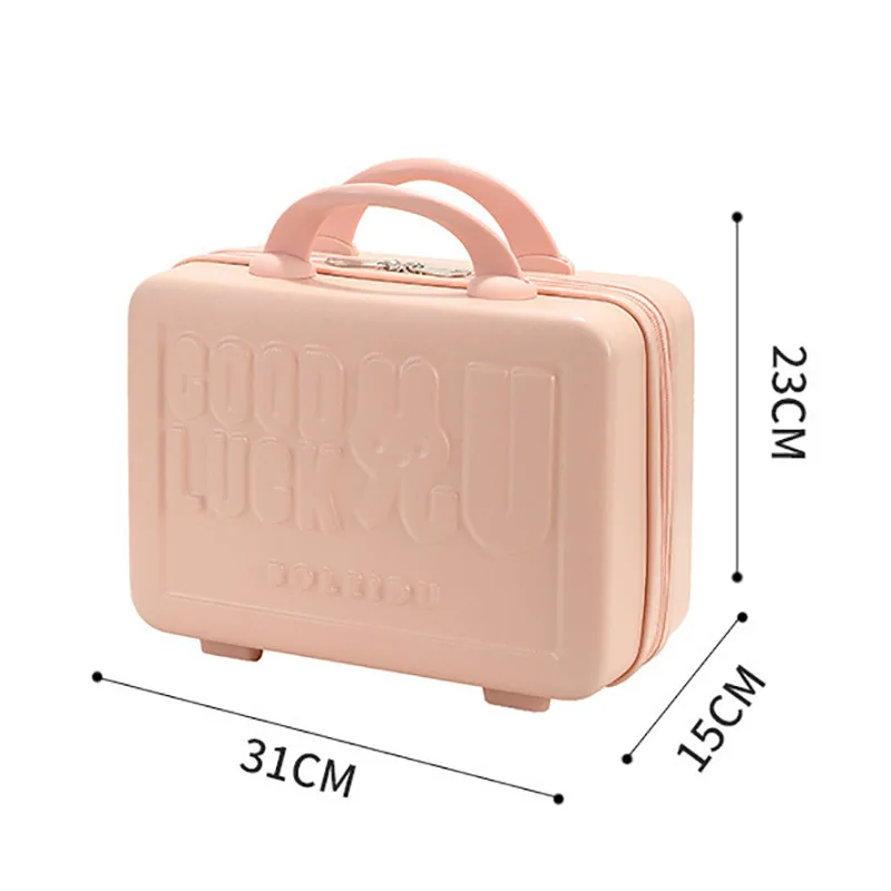 14 Inch Handheld Zipper Luggage ABS Waterproof Travel Suitcases Portable Mini Luggage Storage Boxes Makeup Suitcase Kids
