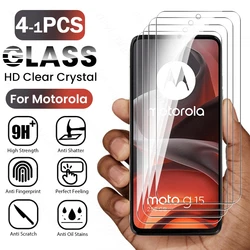 Clear Crystal Tempered Glass Screen Protector - 9H Hardness, 4 - Pack - Moto G15 CN (Transparent)