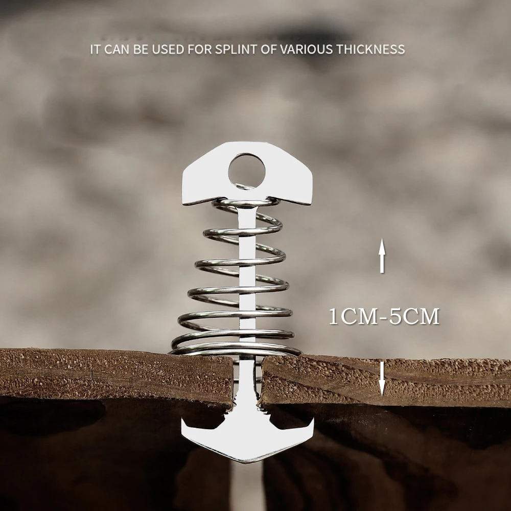 5/10Pcs Outdoor Tent Wind Rope Buckle Adjustable Plank Spring Fishbone Anchor Tent Deck Pegs Awning Stakes Tent Hook Fixed Nails