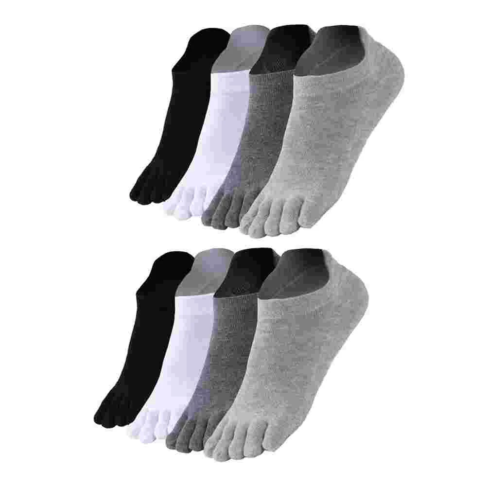 

4Pairs Men Five-toed Short Socks Simple Split Toe Socks Plain Color Socks