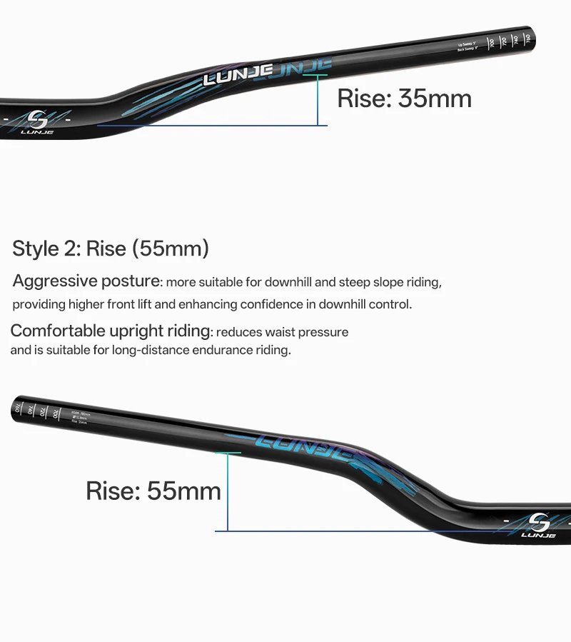 780mm Mountainbike-Lenker Glanzfinish Aluminium 31,8 MTB-Lenker 35/55mm Erhöhung Leuchtendes Logo Fahrradlenker – Detail 21