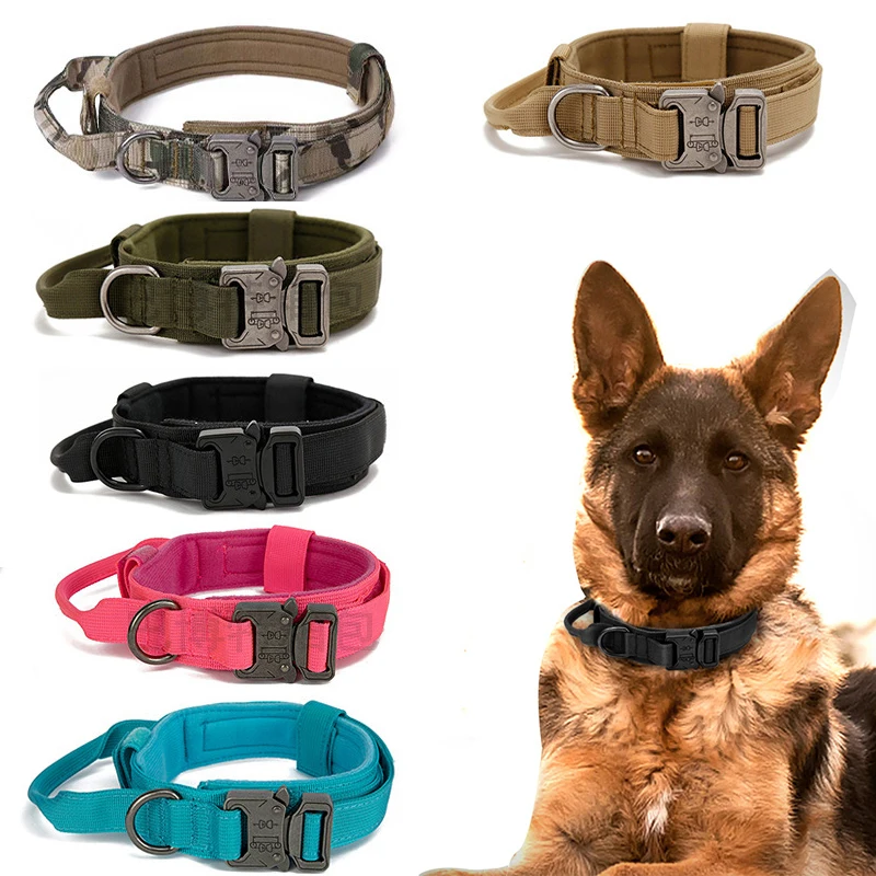 Durable Tactical Dog Collar Leash Set Adjustable Military Pet Collar