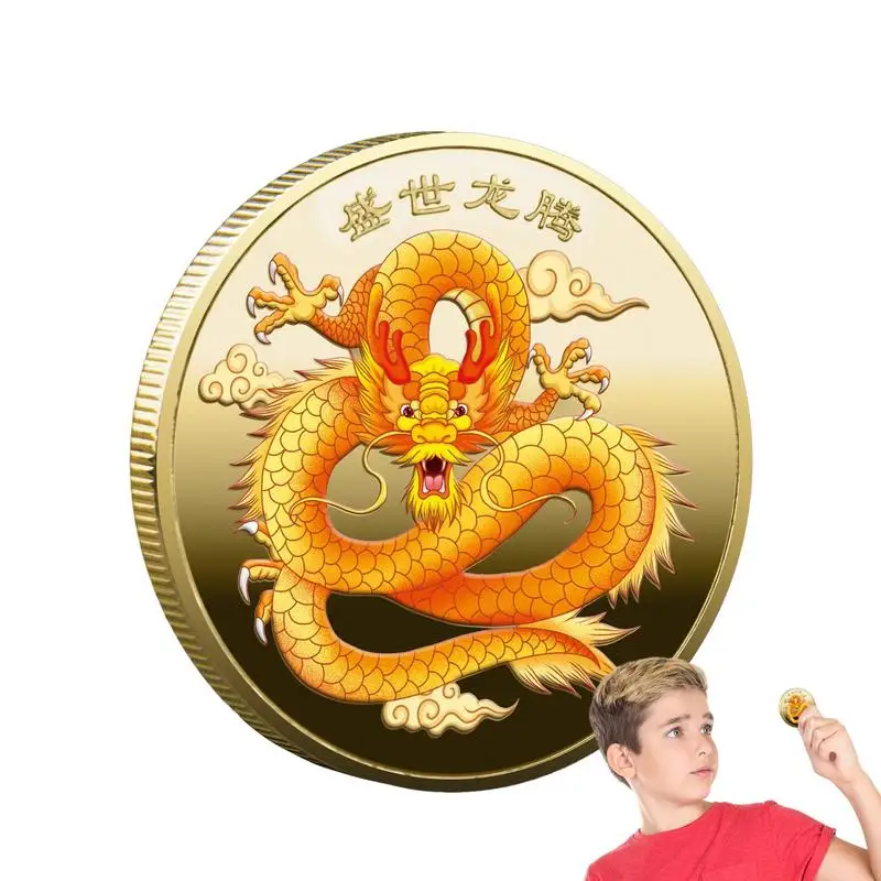 

2024 Year Of The Dragon Commemorative Coin Good Luck Dragon Symbol Chinese Zodiac Metal Coin Silver Gold home decor accessories