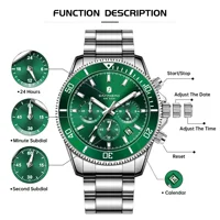 SAPPHERO Montre Homme Quartz Luxe Chronographe Sport Acier Inoxydable Étanche 50M Date Lumineux Montre Bracelet Élégante Business 5