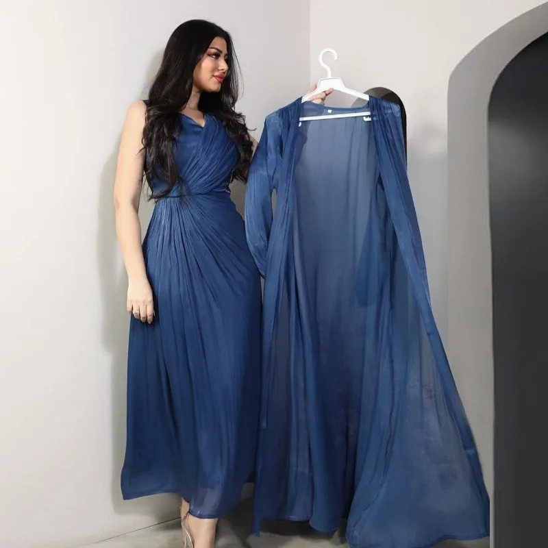 Islam Abaya Dresst Bright Silk Abayas for Women Fashion Soft Two Piece Dress for Middle East Dubai Türkiye