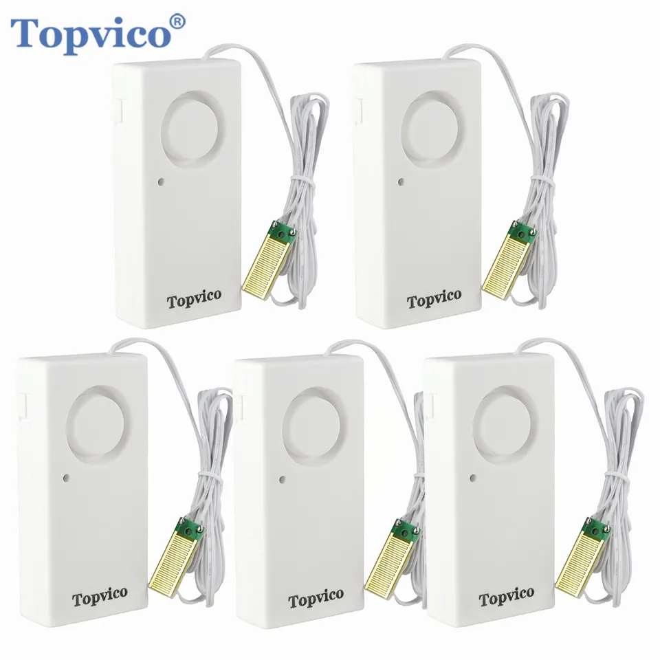 Topvico 누수 센서 감지기, 누수 경보, 홍수 감지, 120dB 경고, 무선 홈 보안 시스템, 5 개 Topvico 누수 센서 감지기, 누수 경보, 홍수 감지, 120dB 경고, 무선 홈 보안 시스템, 5 개