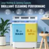 Portable Waher and Dryer, 17.6 lbs Mini Small Washing Machine Combo with Spin Dryer, Compact Twin Tub Laundry Washer Machine 6