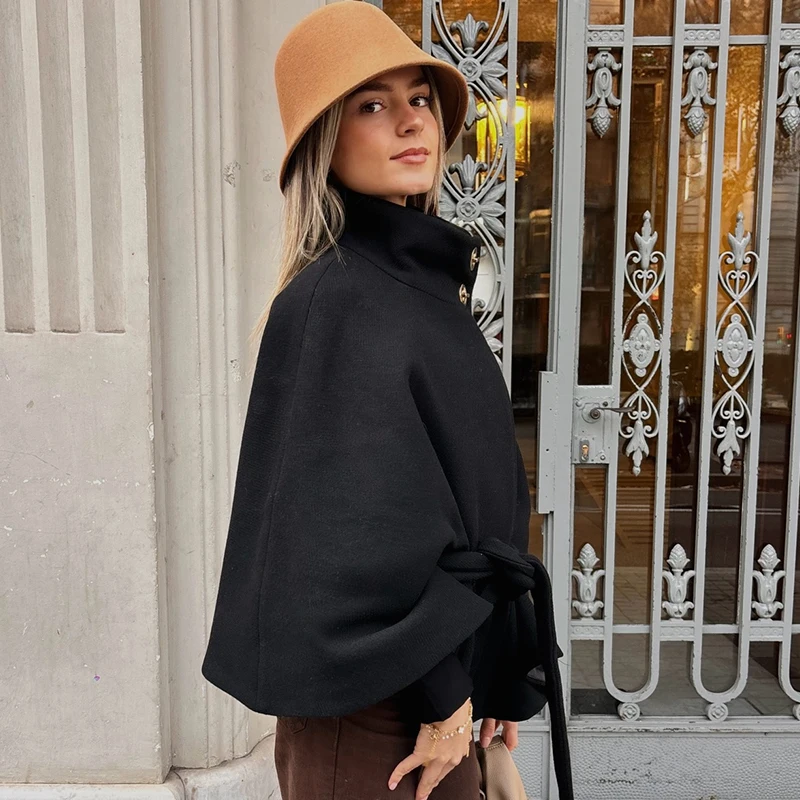 Women Woolen Jacket 2025 Autumn Winter Long Sleeve Women's Coat With Belt Loose Female Casual Outerwear Retro Lady Tops ﻿