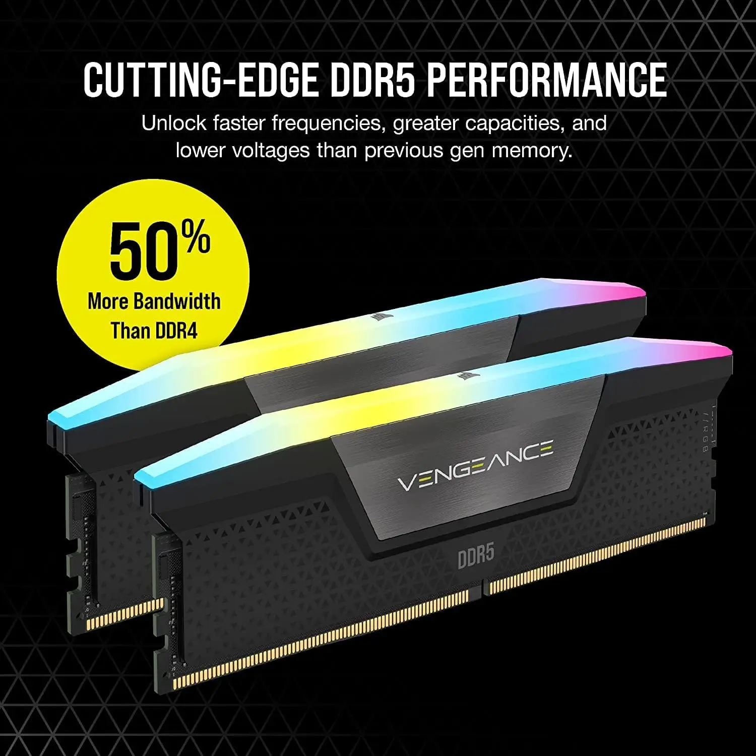 CORSAIR VENGEANCE RGB DDR5 RAM, 32GB (2x16GB), 6800MHz 인텔 XMP iCUE 호환 컴퓨터 메모리, 블랙