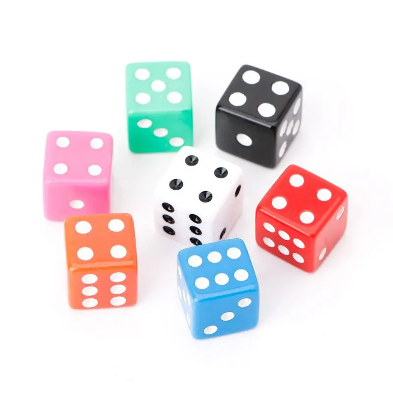 10pcs 15mm Multicolor Acrylic Cube Beads Six Sides Portable Table Games Toy 094C