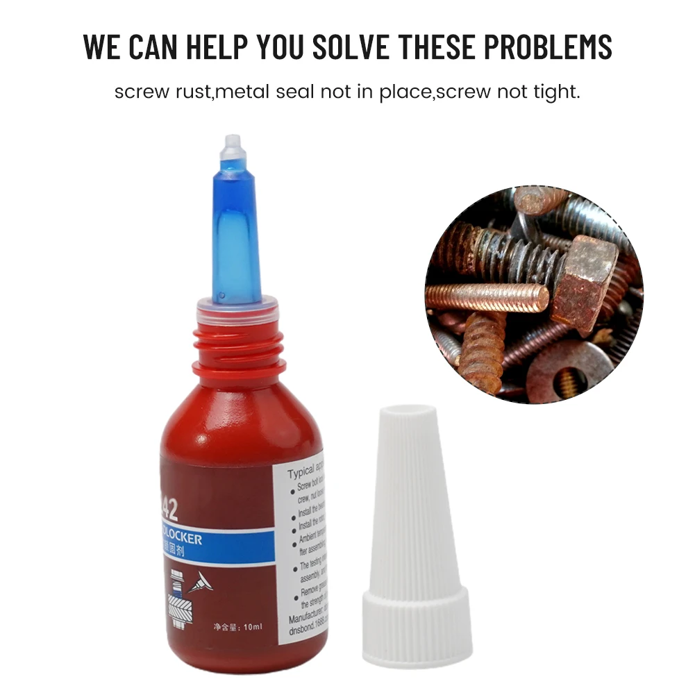 Description Picture 4 of item10ml Threadlocker 222/242/243/262/263/271/277/290 Anaerobic Adhesive Sealer Sealing For Locking And Sealing Of M6-M20 Thread