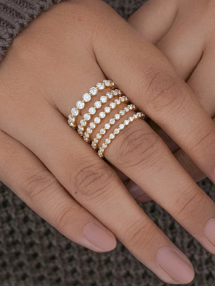 925 Sterling Silber Zirkon Modische 1,5 MM 2 MM Glänzenden Runden Ring Für Frauen, Verlobung, Hochzeit Luxus Hohe Qualität edlen Schmuck – Detail 8