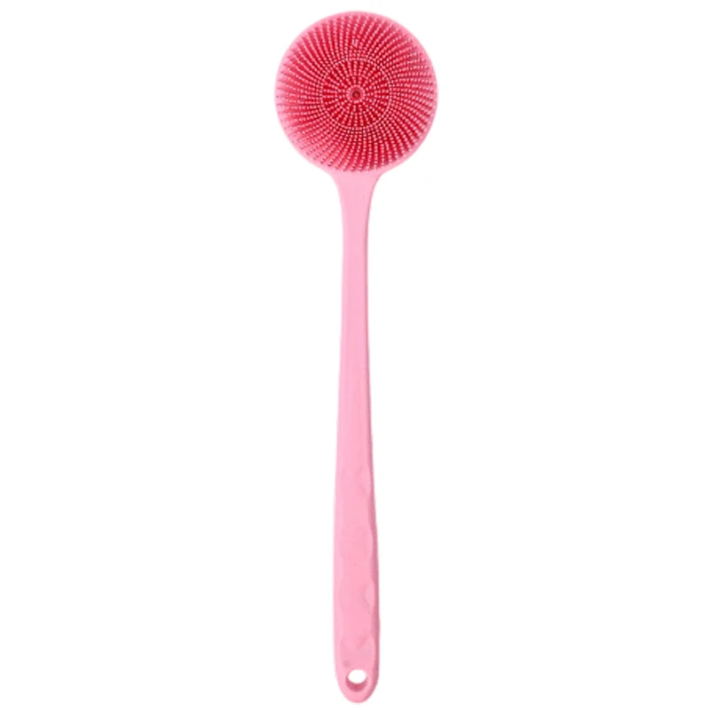 Enhanced Silicone Back Scrubber with Long Handle - Double-Sided Exfoliating and Soft Bristle Shower Brush for Deep Skin Care and Massage