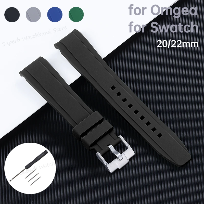 Cinturino In Silicone 20 22Mm Per Omega Per Swatch Planet Moon Bracciale In Gomma Con Estremità Curva Cinturino Morbido Per Cinturino Fantasma Rolex W