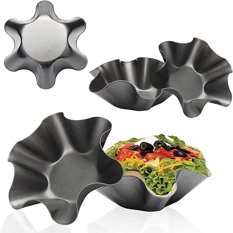 1PC Crispy skin shaping mold patterned carbon steel salad bowl baking mold corn cake petal shell baking plate