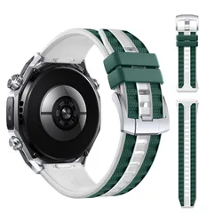 Dual - Color Silicone Sports Strap - 22mm Men's Casual Watchband - HUAWEI Ultimate 2 (White Green)