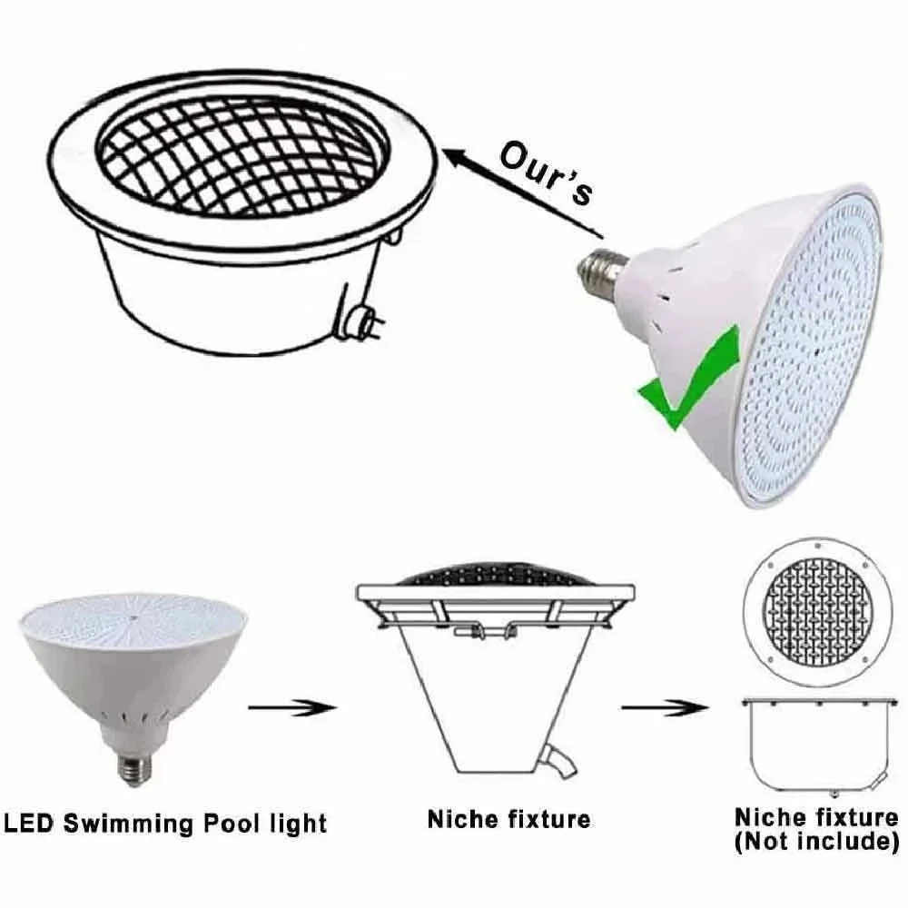 PAR56 60W E26 RGB LED 수영장 조명 방수 IP68 수중 램프 연못 조명 12V 120V 연못 조명 수영장 조경 조명