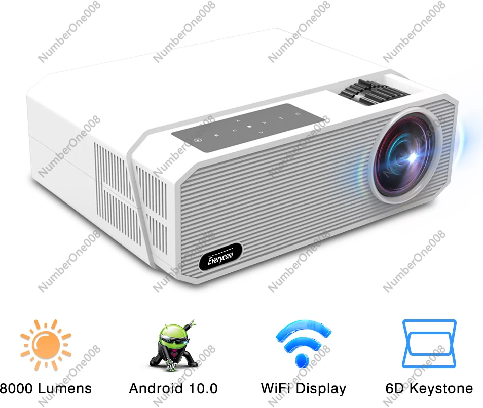 

Проектор Everycom HQ9, 1080P, 4K, яркость 8000 Люмен, FHD, Android