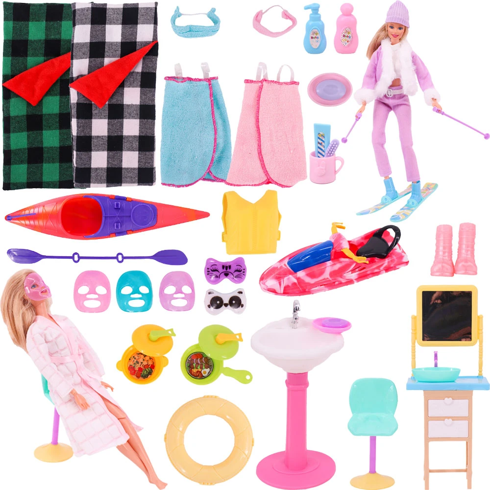 Barbies Accessories Plastic Facial Mask Toothbrush Dresser Dollhouse Furniture Ski Kayak Outdoor