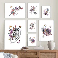 

Anatomical Inner Ear Audiology Cochlea Wall Art Canvas Painting Nordic Posters And Prints Wall Pictures For Medical Clinic Decor