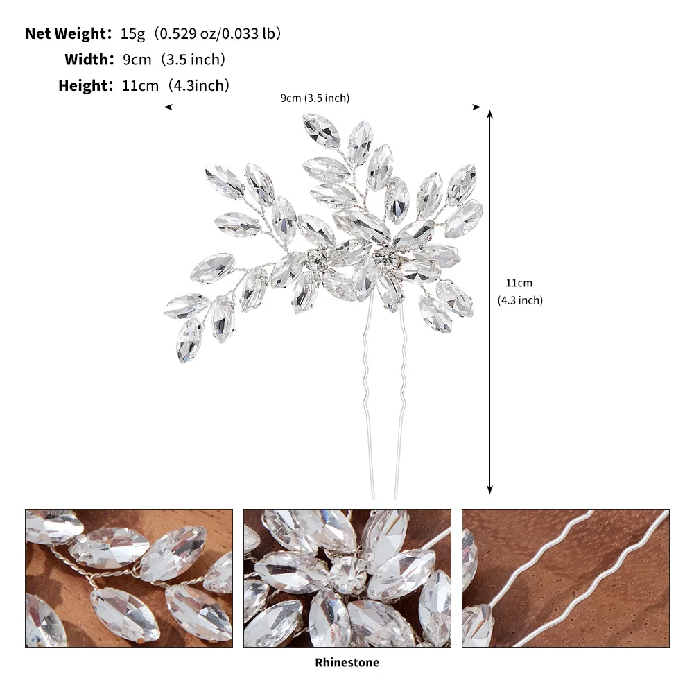 Hair Accessories Bridal Hair Accessories Crystal Hair Bridal Hairpins Accessories U-shaped Rhinestone Hair Jewelry Popular Handmade Wedding Cilp And Comb