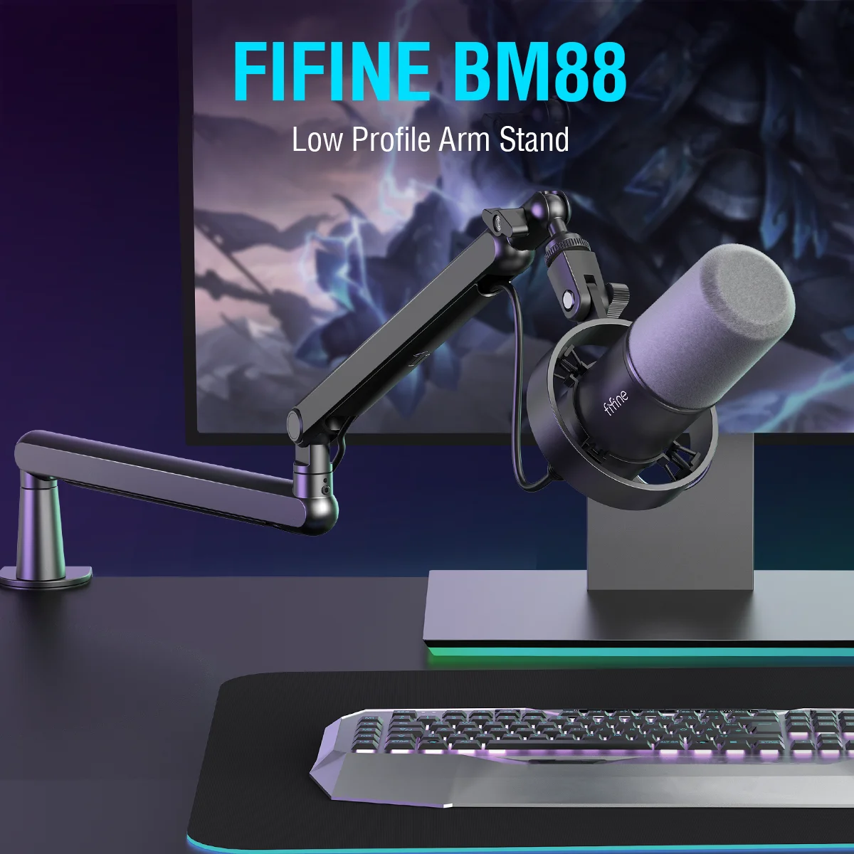 Fifine K688 Boom Arm, Mic Stand Boom Arm Compatible With Fifine K688, Fifine  Mic Boom Arm With 3/8 To 5/8 Screw Adapter Clip, Fifine K688 Microphone  Stand With Cable Sleeve