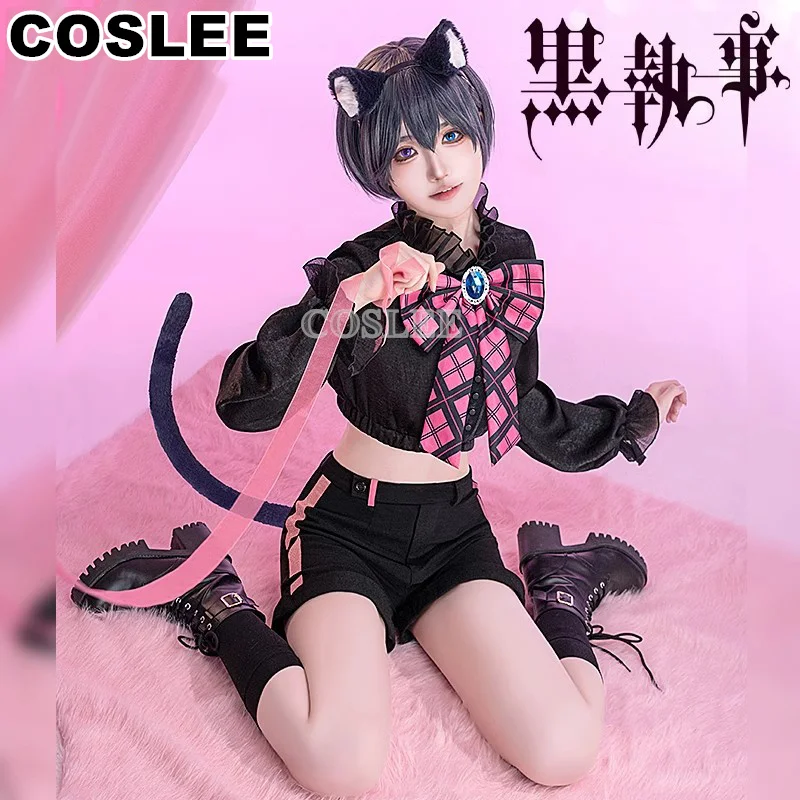 

COSLEE Аниме Черный Батлер Небесный Phantomhive кошачьи уши сердечко искушение мужская Одежда Косплей Костюм Хэллоуин Карнавал стандарт