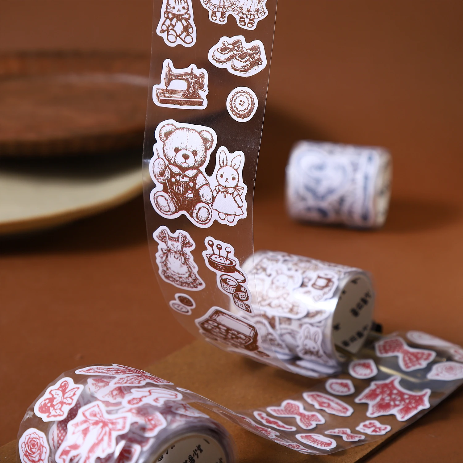 앤틱 티 차트 시리즈 빈티지 나비 넥타이 파티 풍경 웨이스트 테이프 창의적인 DIY 저널 재료 콜라주 문구류