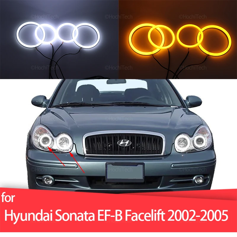 

White Yellow Halo Ring Angel Eyes Turn Signal Switchback Cotton LED Tuning Light Ring for Hyundai Sonata EF-B Facelift 2002-2005