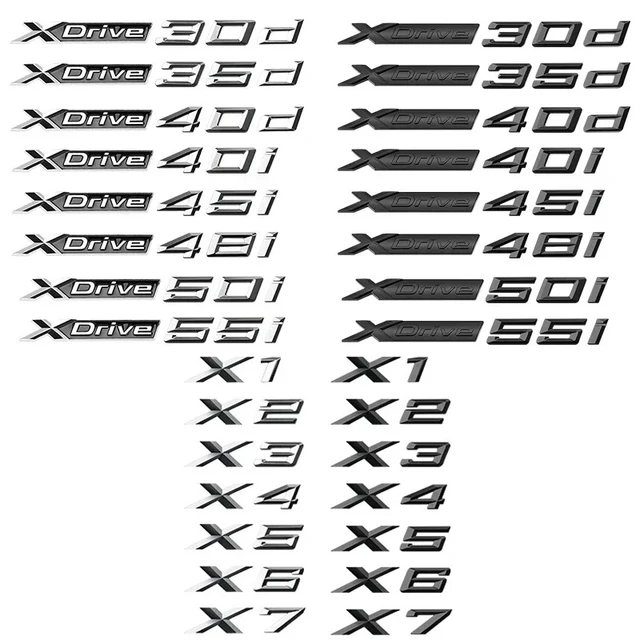 New XDrive 23i 20i 25i 28i 30i 35i 40i 50i 20d 30d 35d 40d 50d Car Rear Trunk Fender Emblem Badge Sticker For BMW X3 X4 X5 X6 X7