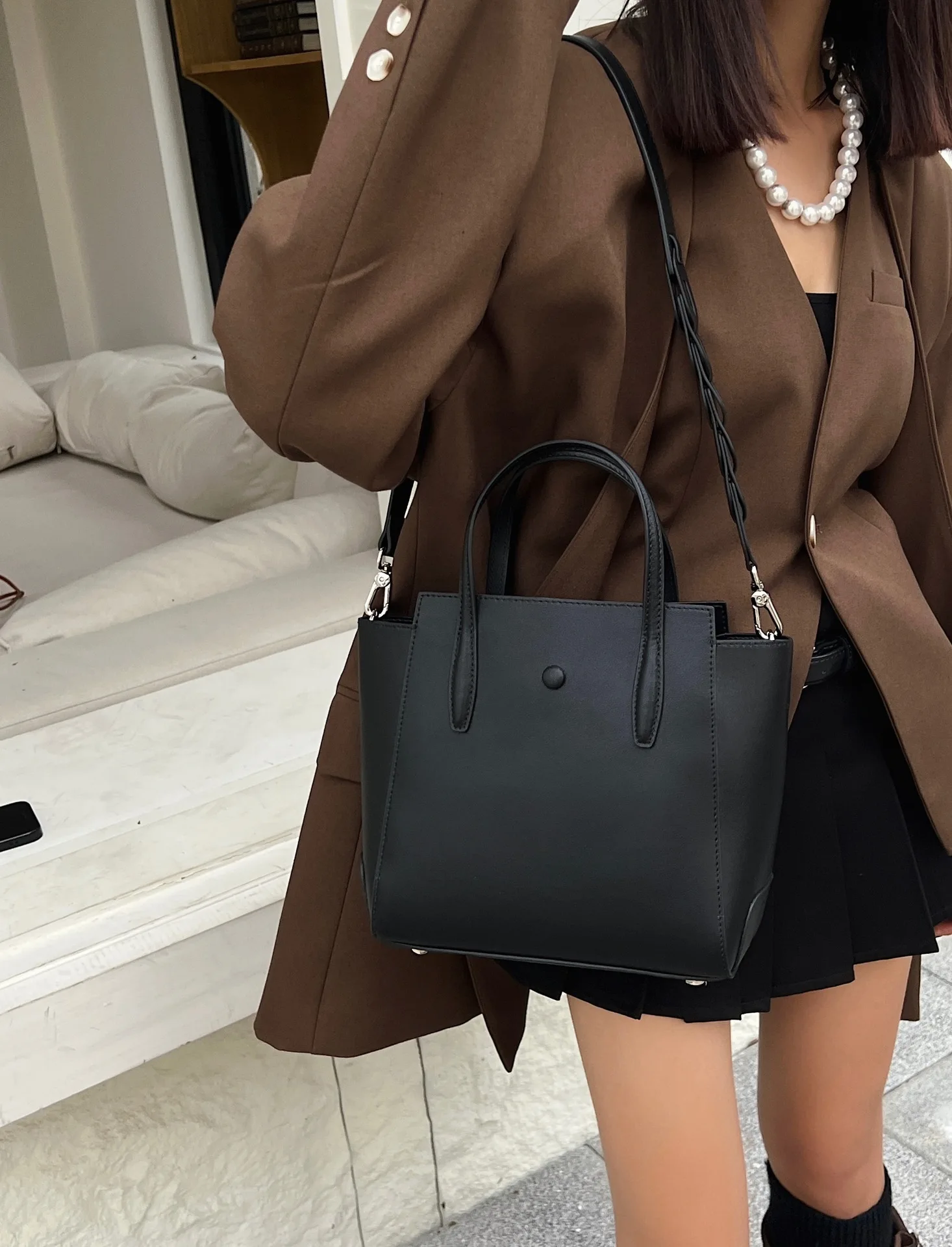 Leather Portable Single Shoulder Large Capacity Tote Crossbody Purses And Handbags