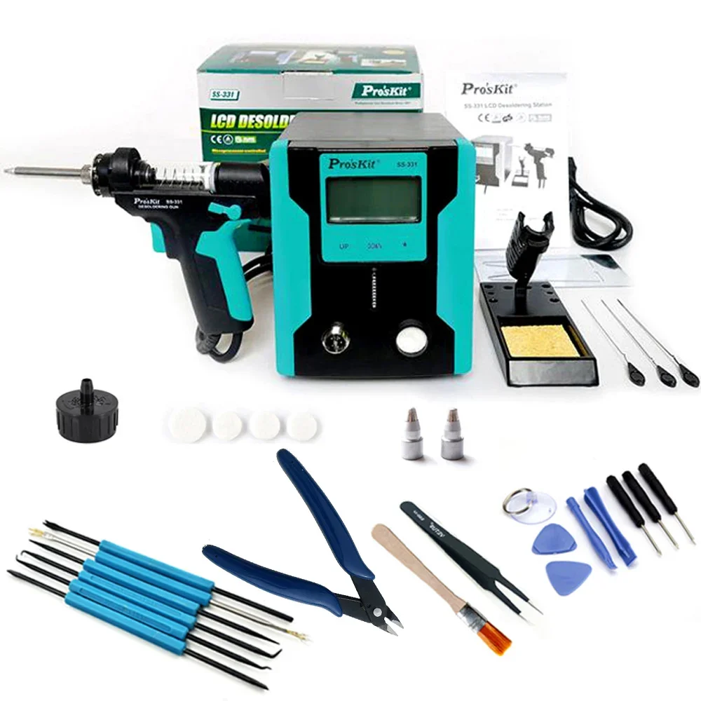 Pro'sKit SS-331H ESD LCD Display Electric Desoldering Gun Vacuum Suction Solder Sucker Pump 220V BGA PCB Circuit Board Repair desoldering station